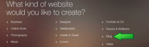 Choose Your Wix Site Type: free blog