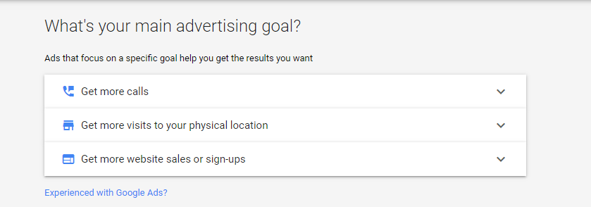 Google adwords Goal